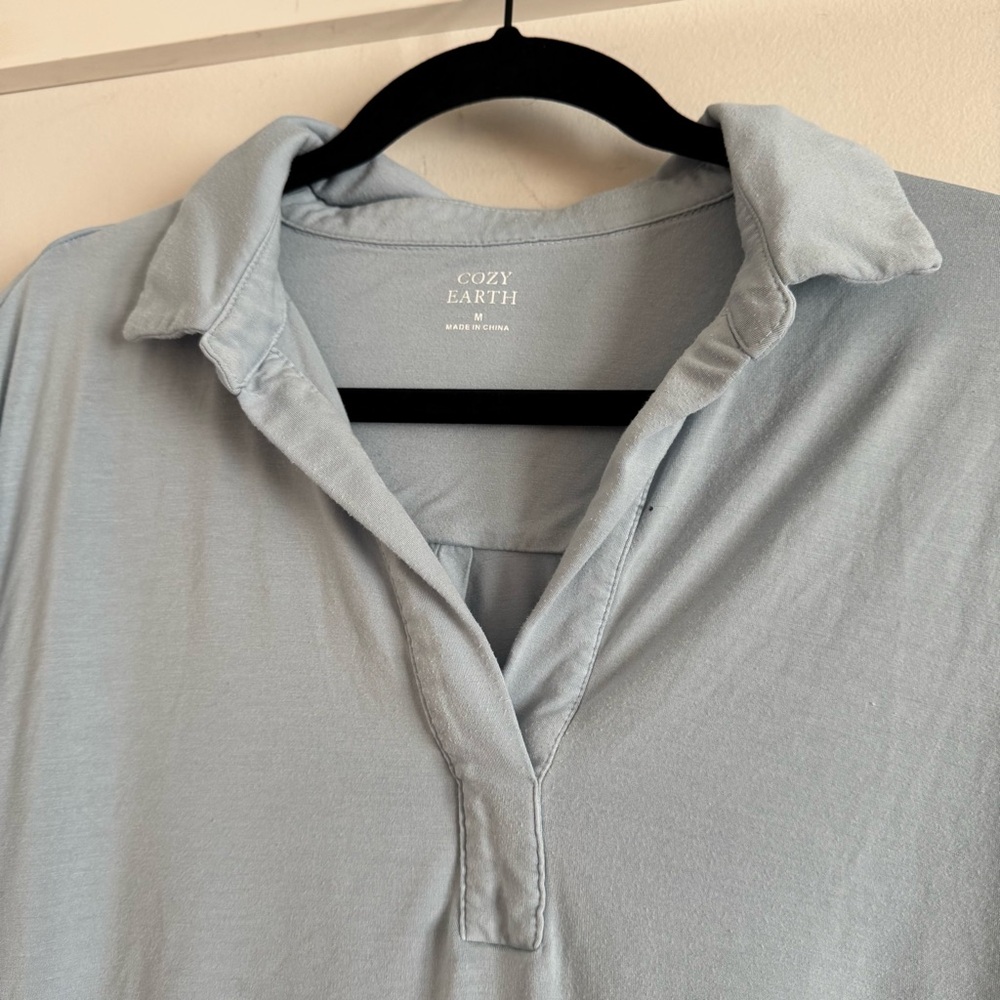 Cozy Earth Long Sleeve Light Blue Bamboo Blend Pullover - Picture 3 of 4